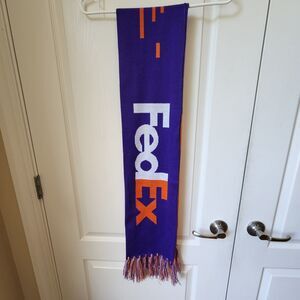 Federal Express Scarf FedEx Fed Ex Purple Orange White Tassels 74 in. x 7.5 in